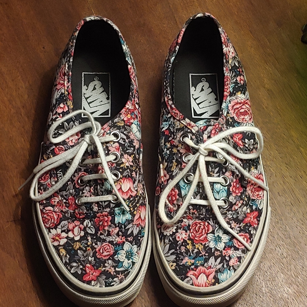 Flower print vans